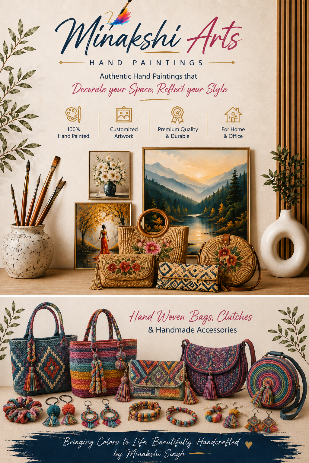 Minakshi Arts & Crafts — authentic hand paintings and handcrafted hand woven accessories by Minakshi Singh